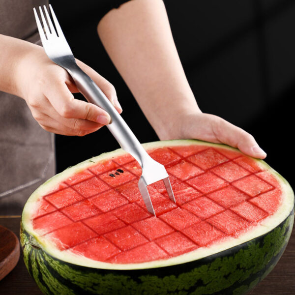 2 In 1 Watermelon Fork Slicer Multi-purpose Stainless Steel Watermelon Slicer Cutter Kitchen Fruit Cutting Fork Fruit Divider Kitchen Gadgets - Image 7