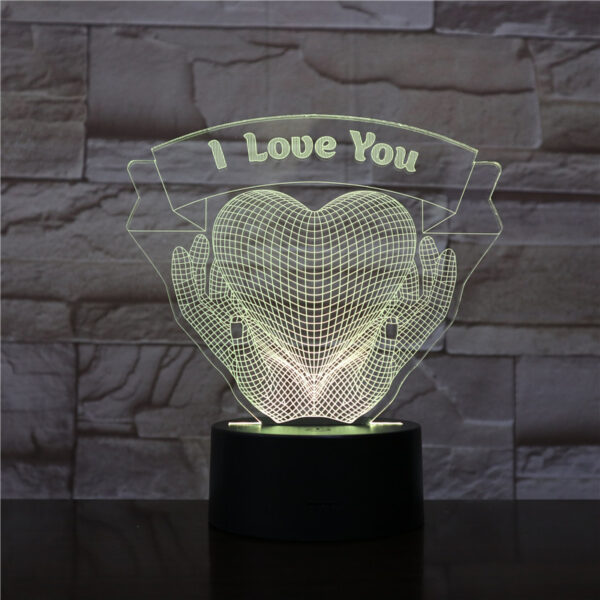 Valentines Day Gift Hands Holding Love 3D Night Light - Image 3