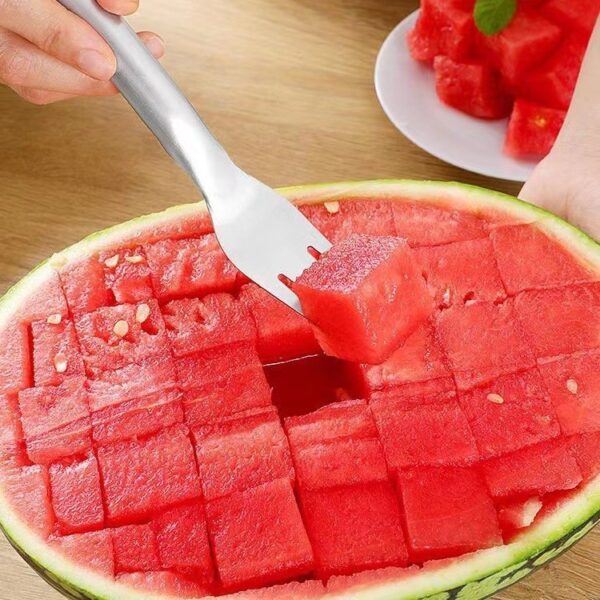 2 In 1 Watermelon Fork Slicer Multi-purpose Stainless Steel Watermelon Slicer Cutter Kitchen Fruit Cutting Fork Fruit Divider Kitchen Gadgets - Image 4