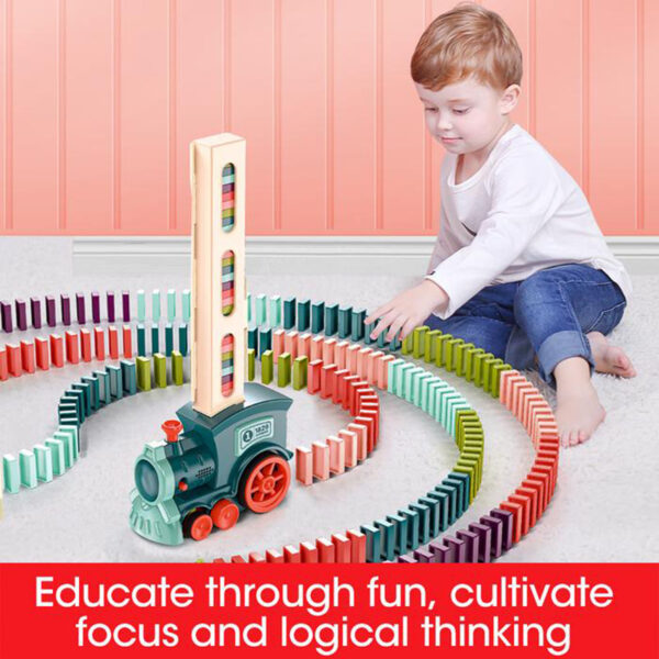 Domino Train Toys Baby Toys Car Puzzle Automatic Release Licensing Electric Building Blocks Train Toy - Image 3