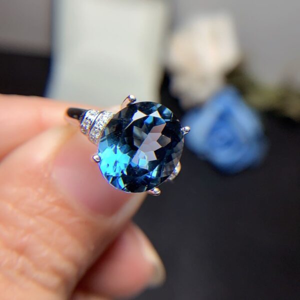 London Blue Topaz Ring Dark Blue Noble 925 Silver Inlaid - Image 4