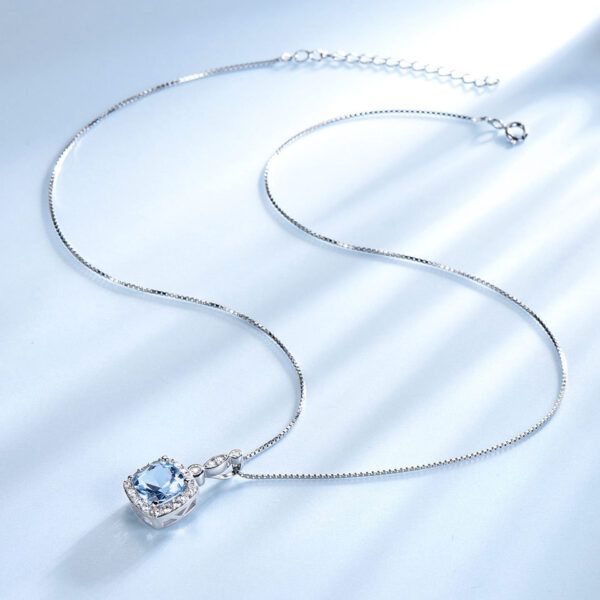 925 Sterling Silver Necklace Sky Blue Topaz Four-Piece Set - Image 5