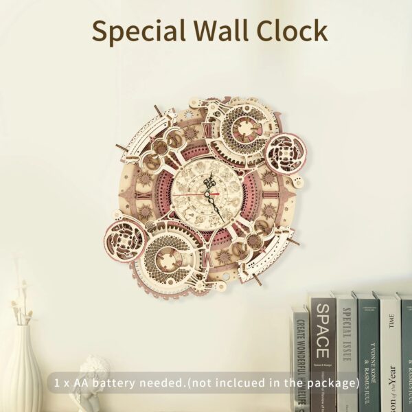 Robotime ROKR Zodiac Wall Clock 3D Wooden Puzzle Model Assembly Toys Gifts for Children Kids Teens LC601 Support Dropshipping - Image 6