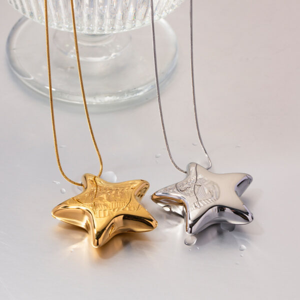 New 18K Gold-plated Necklace Jewelry Stainless Steel Five-pointed Star - Image 9