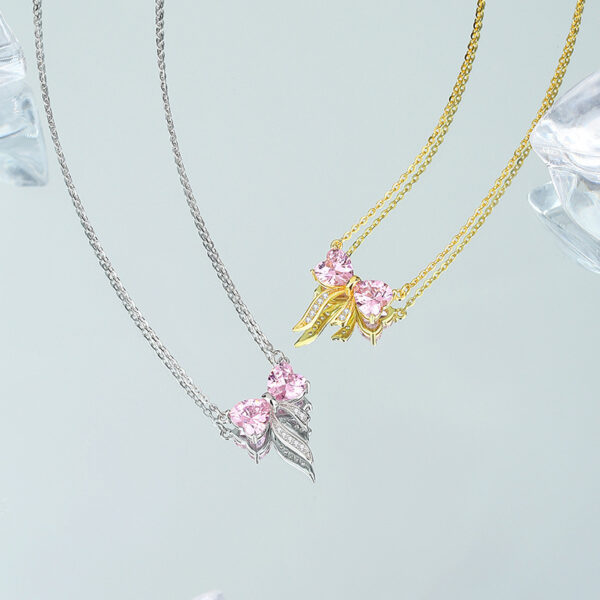 Women's Bow Zircon Necklace S925 Sterling Silver Clavicle Chain - Image 2