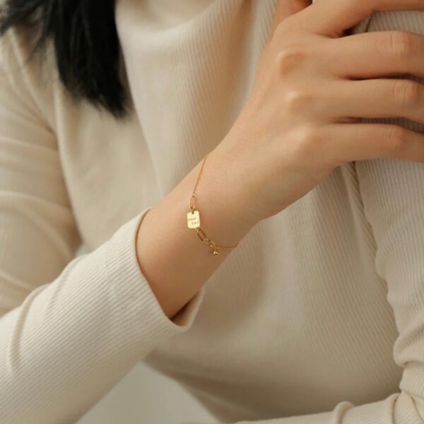 18K Gold Square Necklace Bracelet For Women - Image 4