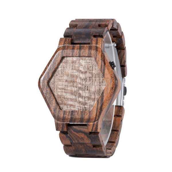 LED Display Wooden Watch Men Wristwatches Wood Night Vision - Image 2