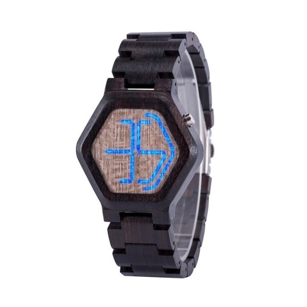 LED Display Wooden Watch Men Wristwatches Wood Night Vision - Image 4