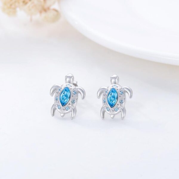 925 Sterling Silver Ocean Theme Sea Turtle Stud Earrings Jewelry - Image 4