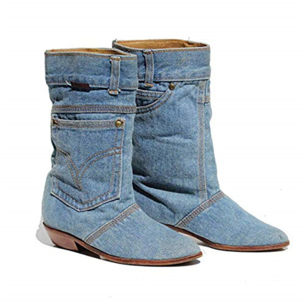 Women's Boots Mid-waist Low Heel Denim Casual - Image 6