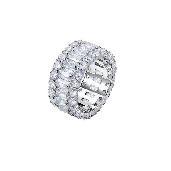 925 Sterling Silver Diamond Color Jewel Ring - Image 7