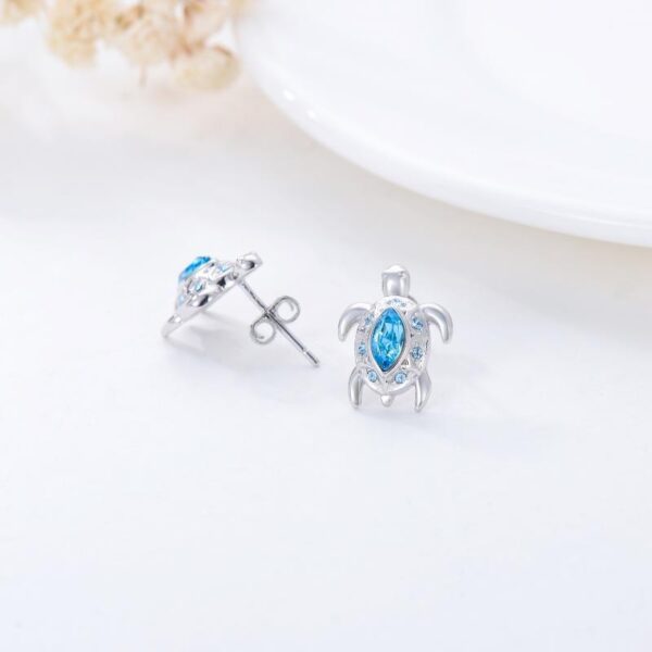 925 Sterling Silver Ocean Theme Sea Turtle Stud Earrings Jewelry - Image 6