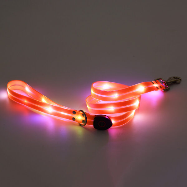 LED Luminous Collar Rechargeable Pet Collar Nylon Tow Rope - Image 5