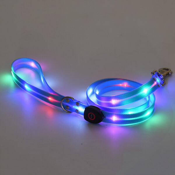 LED Luminous Collar Rechargeable Pet Collar Nylon Tow Rope - Image 3