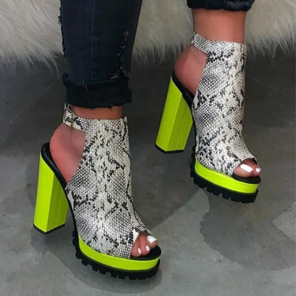 Fashion Leopard Fish Mouth Super High Heel Sandals