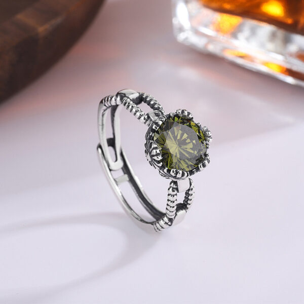 925 Silver Inlaid Zircon Vintage Ring - Image 4