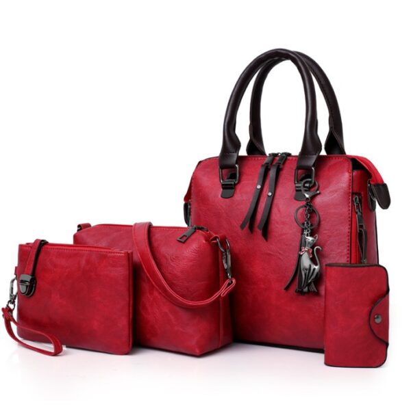 Multi-piece set New wave fashion handbag bag retro simple child bag shoulder bag Messenger bag - Image 7