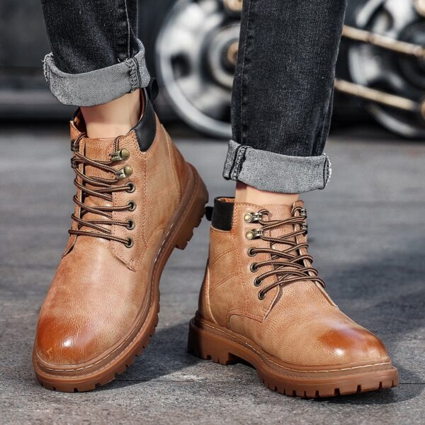 Men's Autumn Leisure Tooling Middle Tube Non-slip Wear-resistant Leather Boots - Image 7