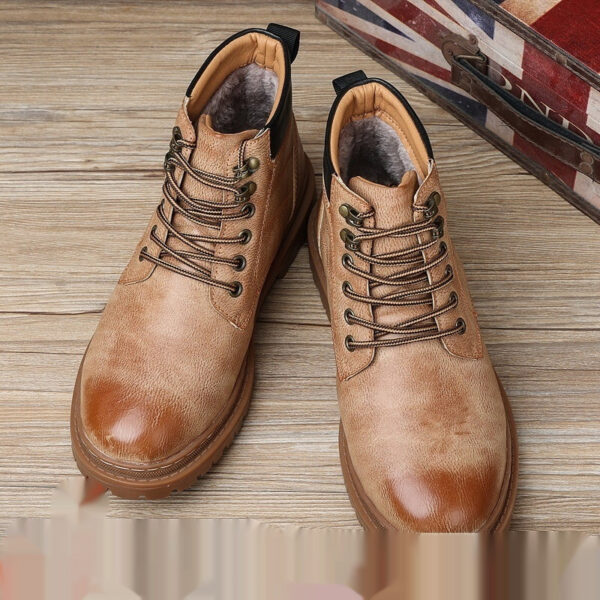 Men's Autumn Leisure Tooling Middle Tube Non-slip Wear-resistant Leather Boots - Image 4