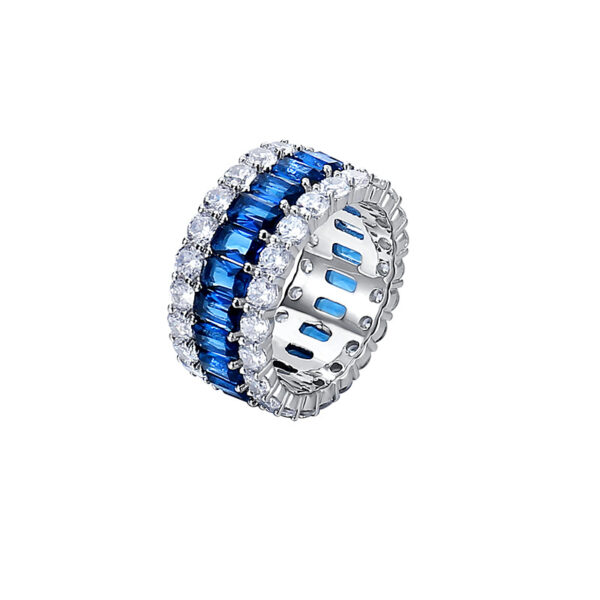 925 Sterling Silver Diamond Color Jewel Ring - Image 4