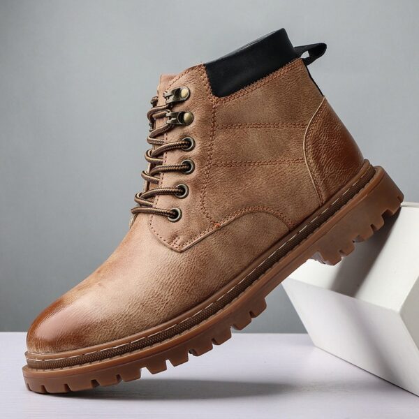 Men's Autumn Leisure Tooling Middle Tube Non-slip Wear-resistant Leather Boots - Image 3