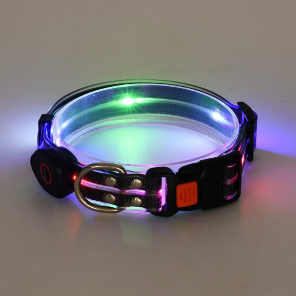 LED Luminous Collar Rechargeable Pet Collar Nylon Tow Rope - Image 8