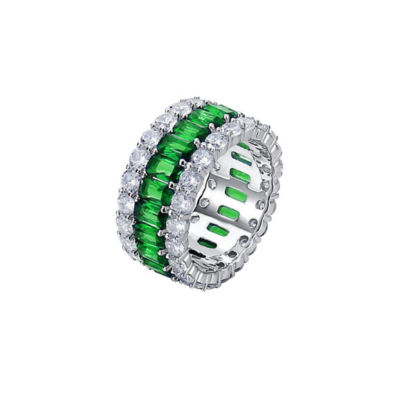 925 Sterling Silver Diamond Color Jewel Ring - Image 3