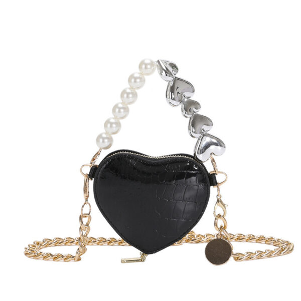 Mini Love-shape Pearls Handbag Fashion Cute Chain Lipstick Bag Women's Bright Candy Color Shoulder Messenger Bag - Image 7