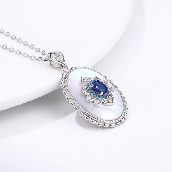 Sapphire Diamond Pendant 925 Sterling Silver Party Wedding Pendants Chain Necklace For Women Charm Jewelry - Image 2