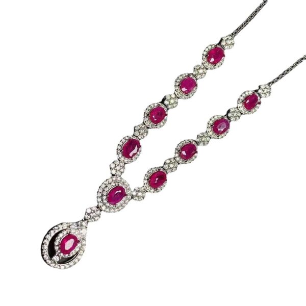 Women's 925 Silver Inlaid Natural Ruby Necklace - Image 9