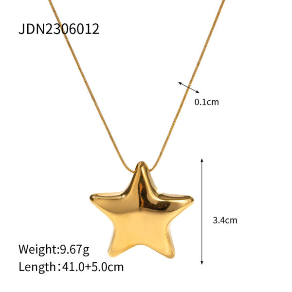 New 18K Gold-plated Necklace Jewelry Stainless Steel Five-pointed Star - Image 3