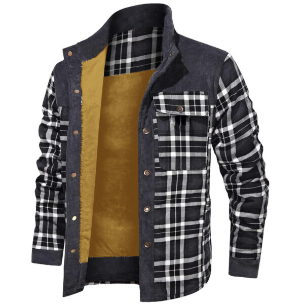 Thickened Wick Dragon Plaid Splicing Shirt Jacket - Image 6