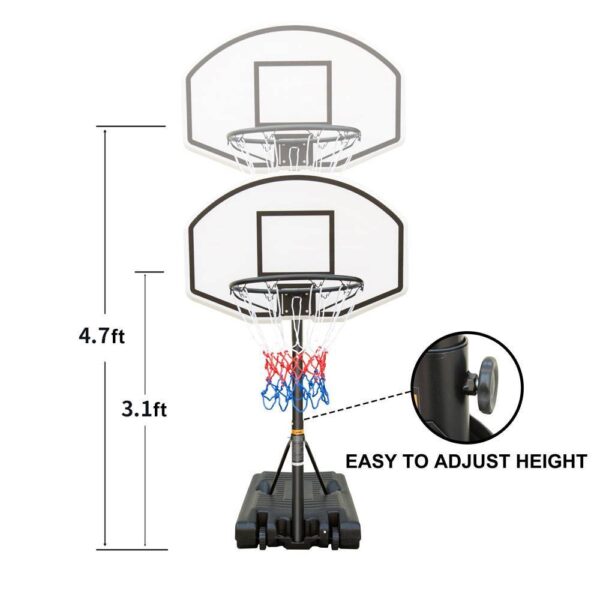 Portable Poolside Basketball Hoop 3.1ft To 4.7ft Height Adjustable Basketball System - Image 4