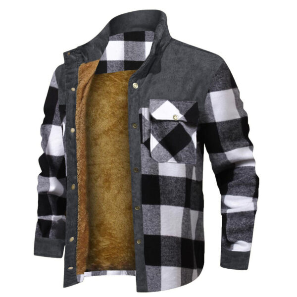 Thickened Wick Dragon Plaid Splicing Shirt Jacket - Image 10