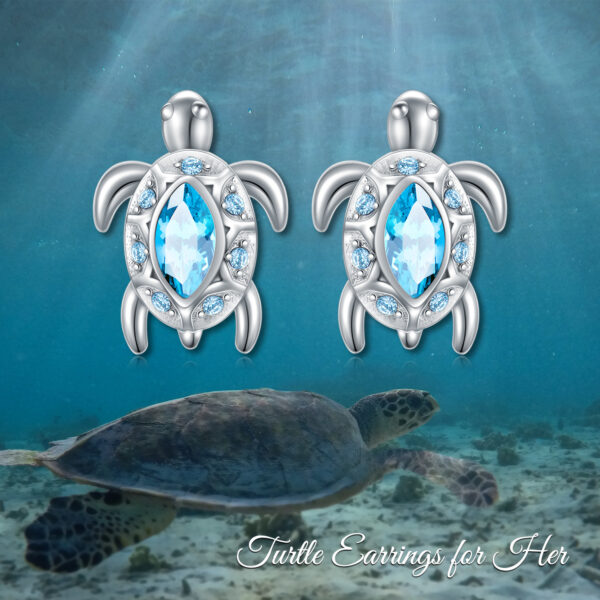 925 Sterling Silver Ocean Theme Sea Turtle Stud Earrings Jewelry - Image 3