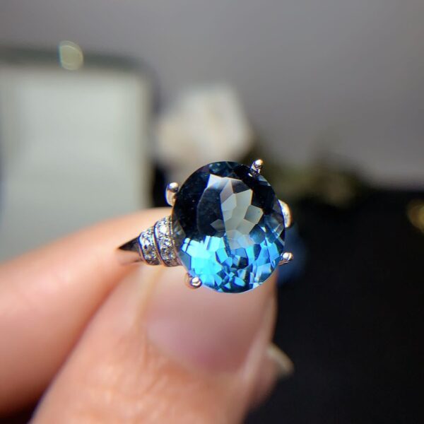 London Blue Topaz Ring Dark Blue Noble 925 Silver Inlaid - Image 5