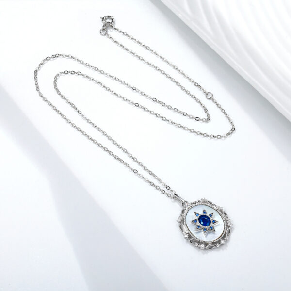 925 Silver Girl Natural Sapphire Necklace Versatile - Image 3