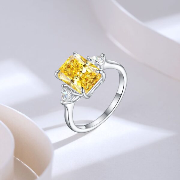 S925 Colorful Rectangular Rhinestone Ring Ins Fashion Love Rings For Women Luxury Jewelry - Image 2