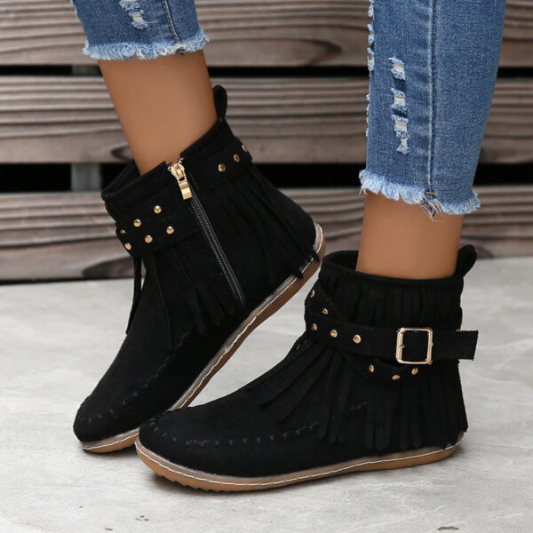 Women's Double-layer Tassel Flat Bottom Fleece-lined Boots - Image 6