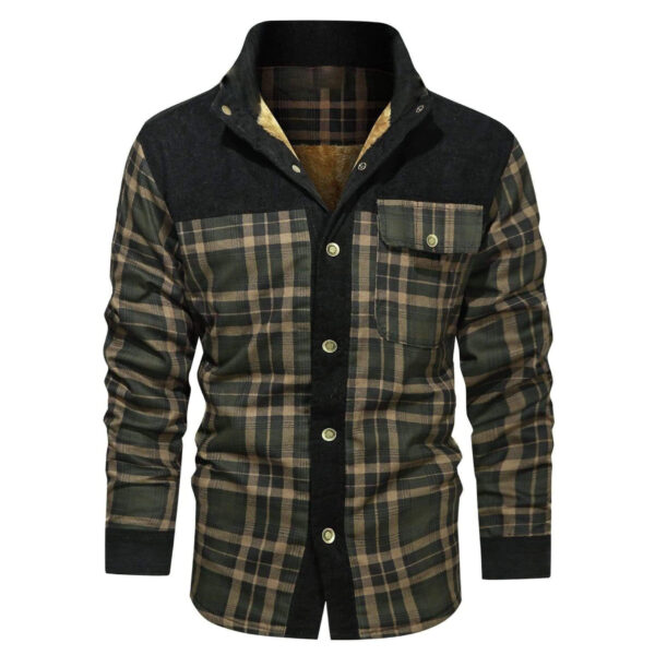 Thickened Wick Dragon Plaid Splicing Shirt Jacket - Image 3