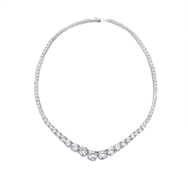 Moissanite 925 Sterling Silver Single Row Full Diamond Necklace For Women - Image 5