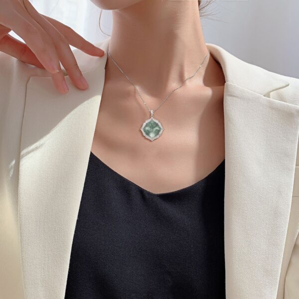 Luxury Sweater Chain Femininity S925 Silver Set Large Natural Green Crystal Pendant High-grade Jewelry - Image 6