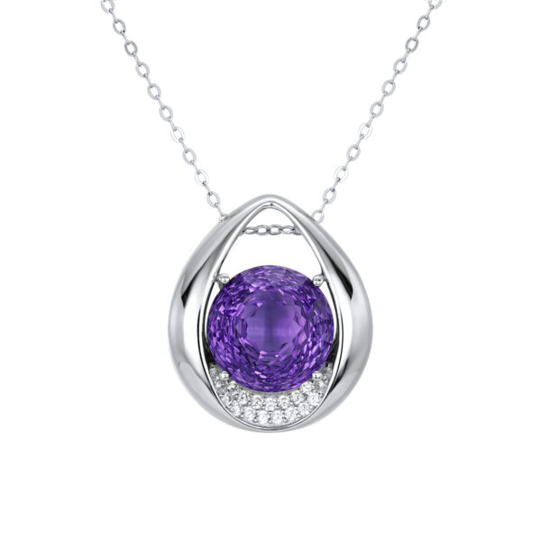 Fashion Simple Drop Shaped Pendant Versatile Temperament Amethyst Necklace Women's 925 Silver - Image 5