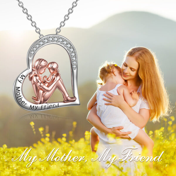 Mother Daughter Necklace 925 Sterling Silver Engraved My Mother My Friend Jewelry Mothers Day Birthday Gifts for Mom from Daughter - Image 2