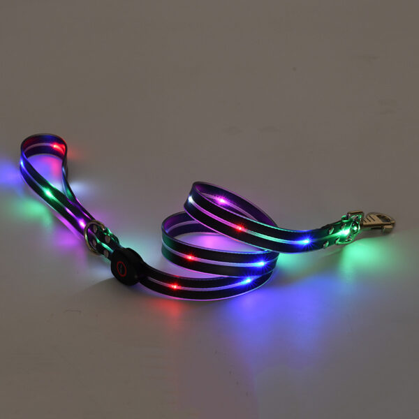 LED Luminous Collar Rechargeable Pet Collar Nylon Tow Rope - Image 7