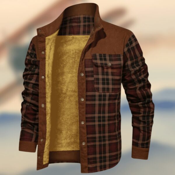 Thickened Wick Dragon Plaid Splicing Shirt Jacket - Image 7