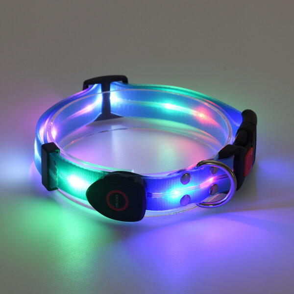 LED Luminous Collar Rechargeable Pet Collar Nylon Tow Rope - Image 2